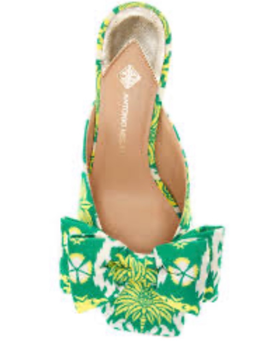 Antonio Melani Alora Royal Palm Print Bow Slide Sandals Green/ Yellow Size 7.5M